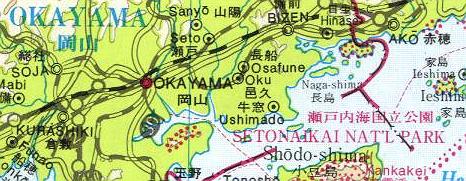 Map of Okayama area